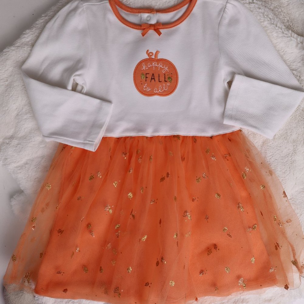 Gymboree NWOT Orange Fall Tulle Tutu Girl Dress 18 Months Thanksgiving Halloween